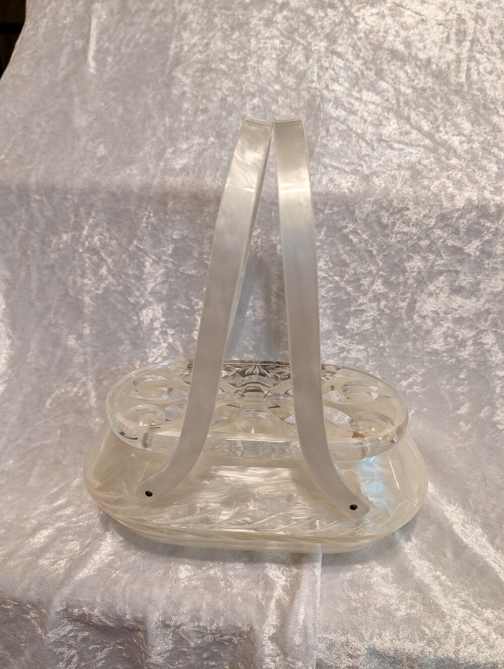 Pearlescent Lucite Handbag with Structured Handle